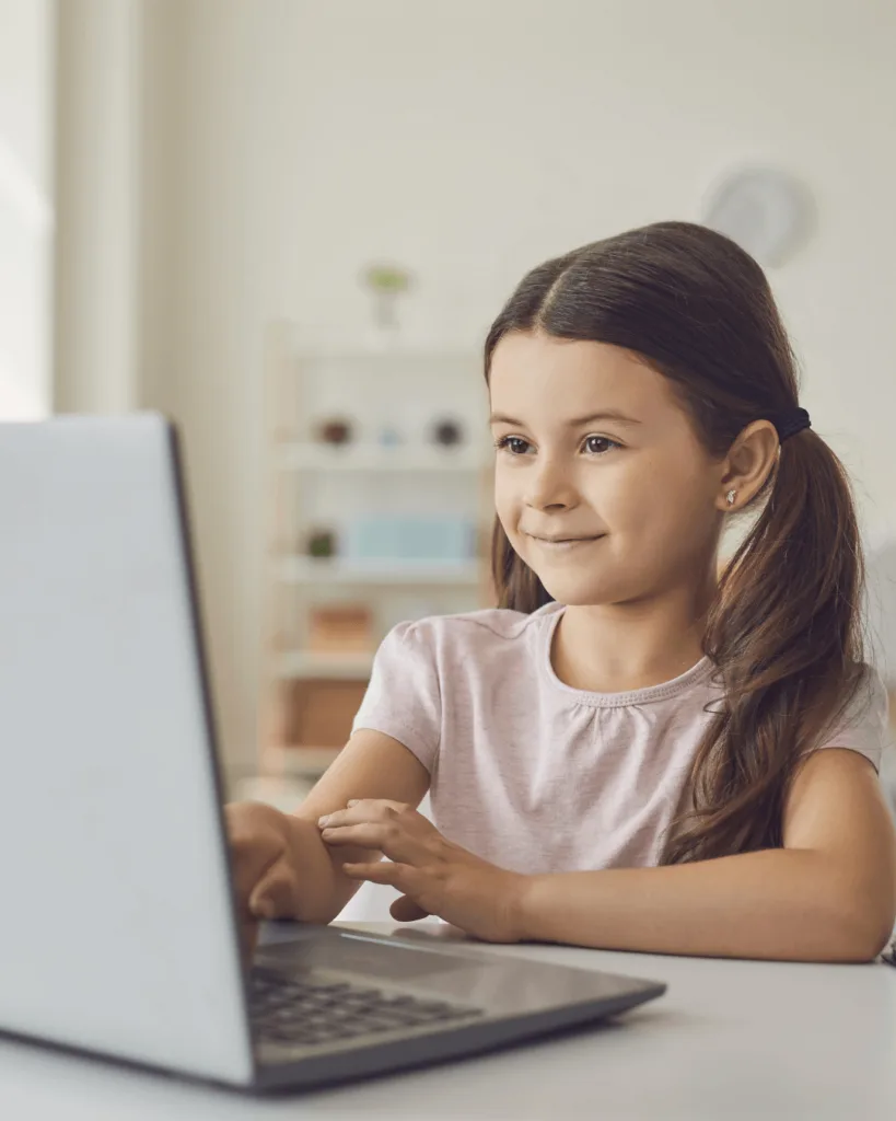 Child in an online English lesson.